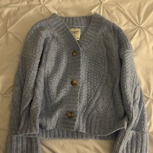 Abercrombie & Fitch Light Blue Cable Knit Cardigan